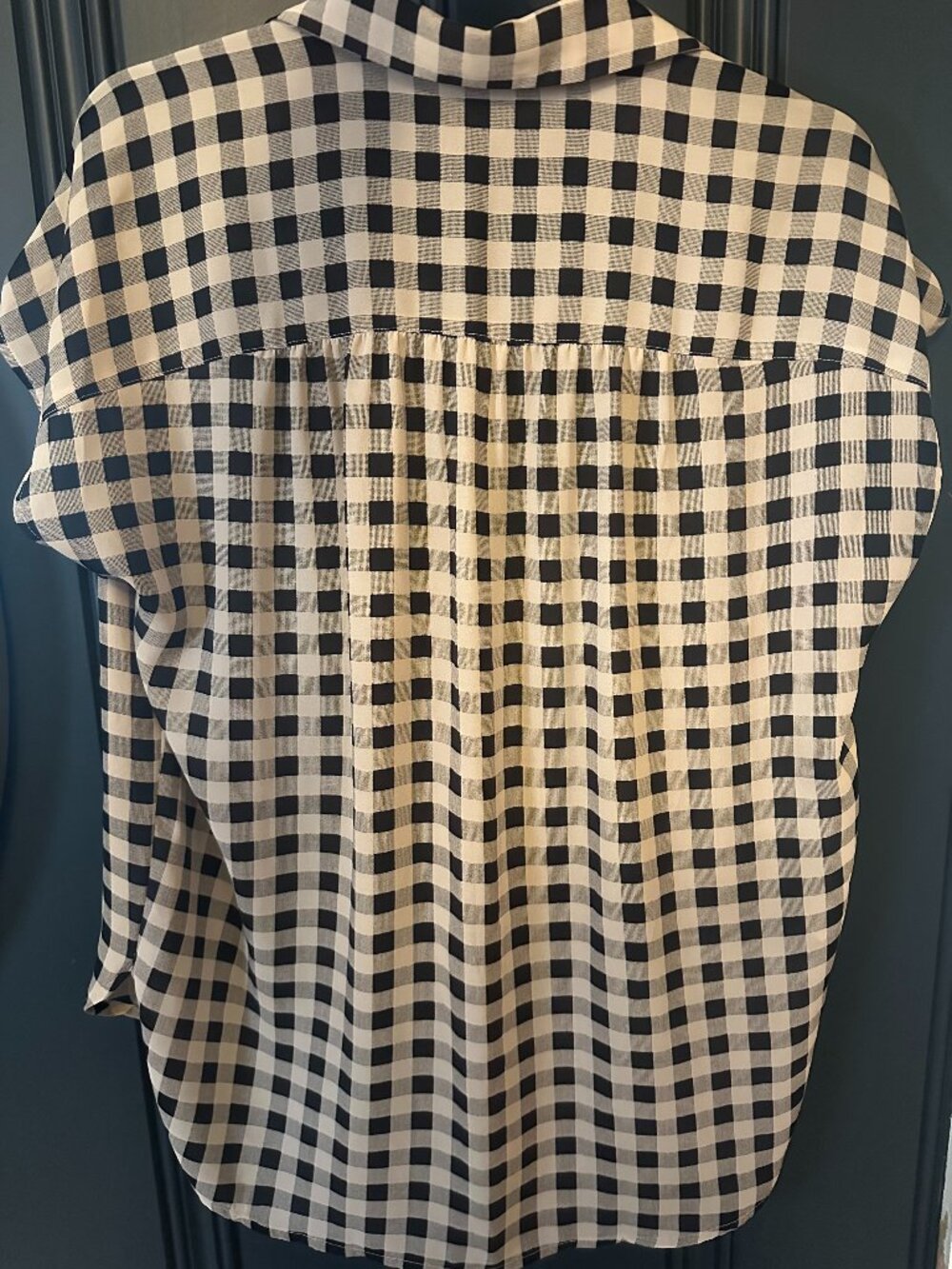 LOFT black & Cream Gingham Blouse - Med - Picture 4 of 4